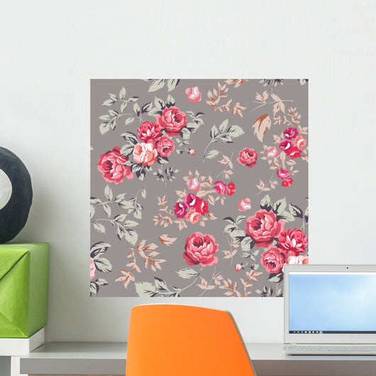 Rose Seamless Pattern Wall Decal Design 1