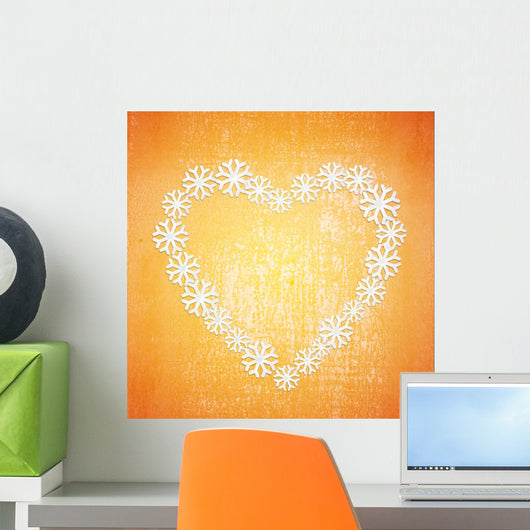 Grunge Christmas background in the orange heart Wall Mural