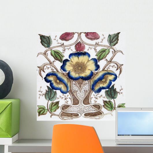 An Art Nouveau tile dating around 1890 with flower design Wall Mural