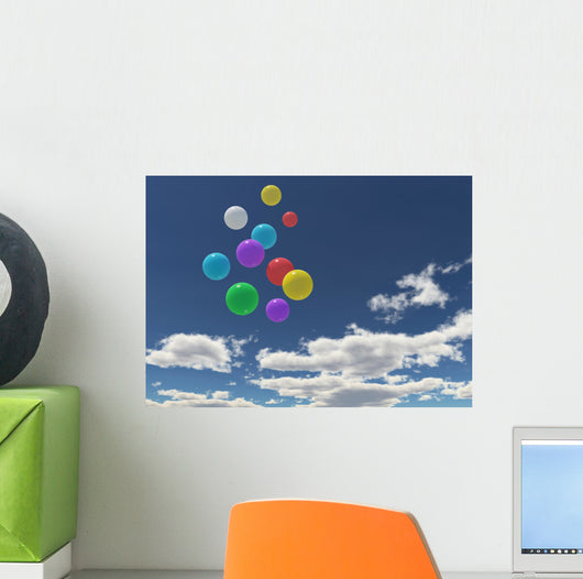 Balloons in the blue sky Wall Mural