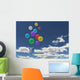 Balloons in the blue sky Wall Mural