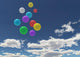 Balloons in the blue sky Wall Mural