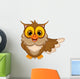 funny owl cartoon waving Wall Decal