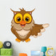 funny owl cartoon waving Wall Decal