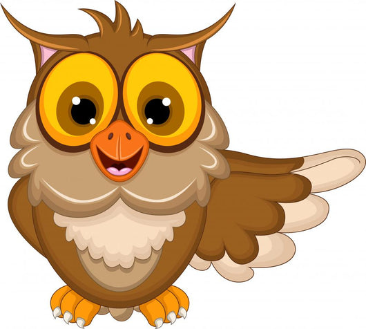 funny owl cartoon waving Wall Decal