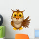 cute owl cartoon waving Wall Decal