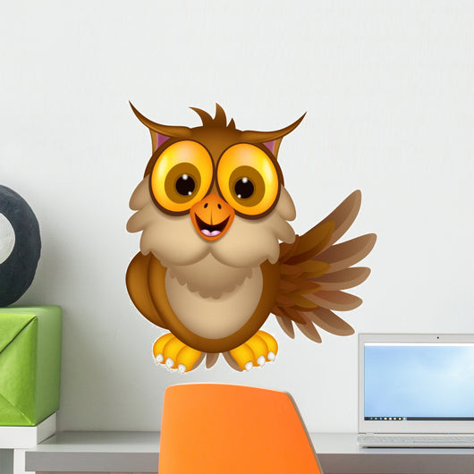cute owl cartoon waving Wall Decal