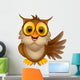 cute owl cartoon waving Wall Decal