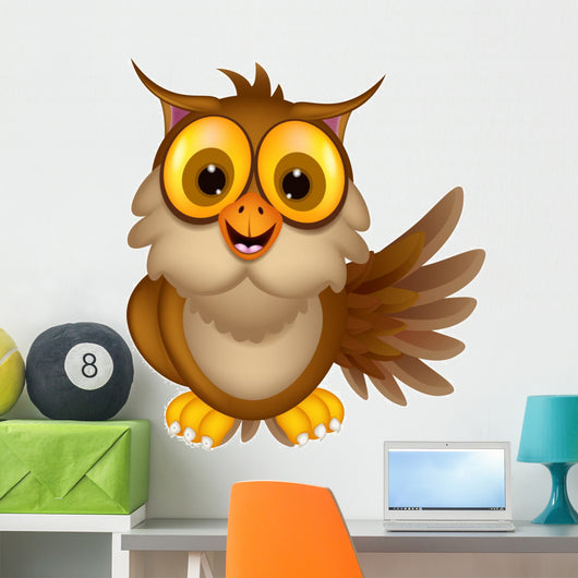 cute owl cartoon waving Wall Decal
