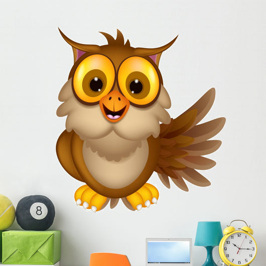 cute owl cartoon waving Wall Decal