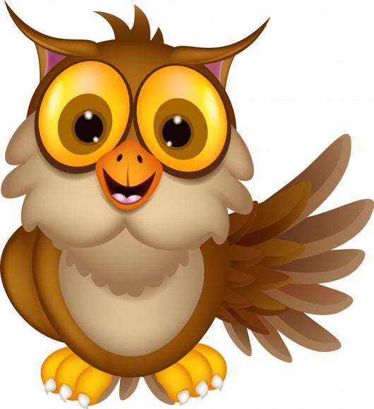 cute owl cartoon waving Wall Decal