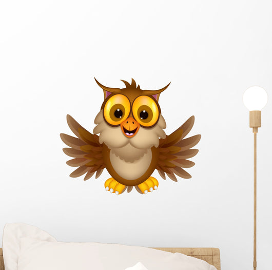 cute owl cartoon waving Wall Decal