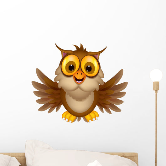cute owl cartoon waving Wall Decal