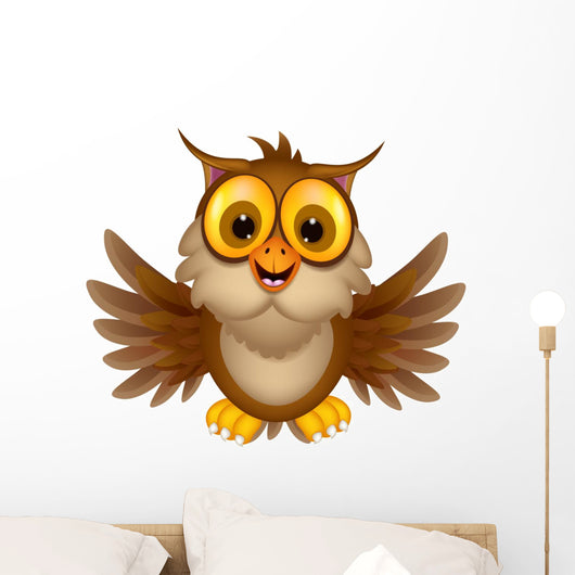 cute owl cartoon waving Wall Decal