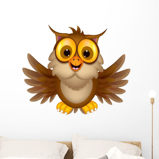 cute owl cartoon waving Wall Decal