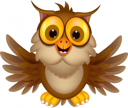 cute owl cartoon waving Wall Decal