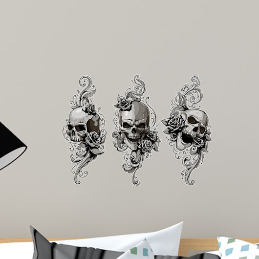 Skulls with floral patterns