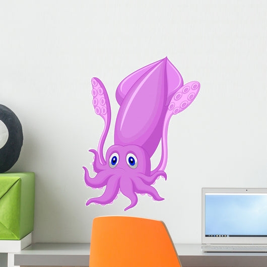 Cute squid cartoon Wall Decal