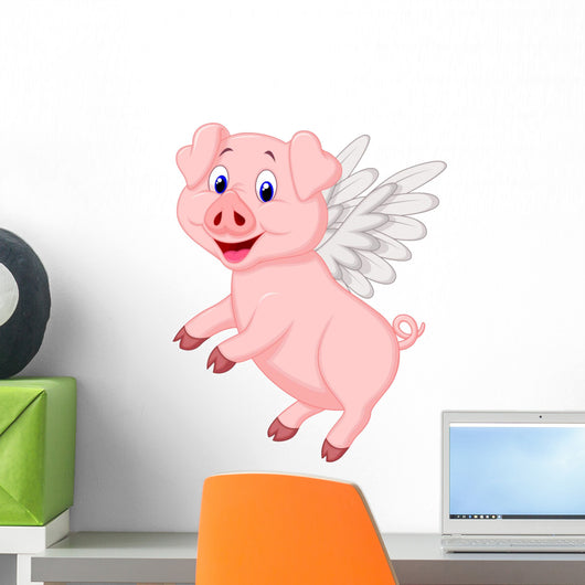 Cute Pig Cartoon Flying