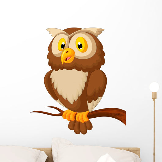 Cute owl cartoon Wall Decal