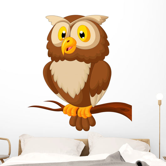 Cute owl cartoon Wall Decal
