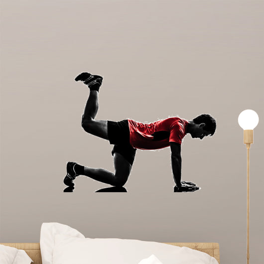 man exercising fitness workout plank position silhouette