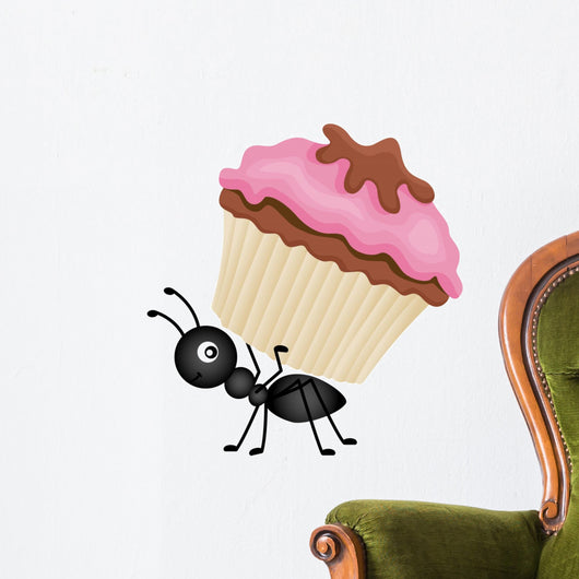 Ant Carrying Cupcake Wall Decal