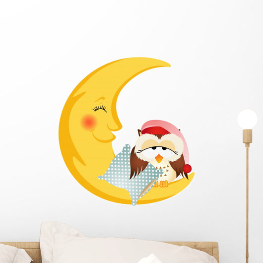 Good night owl sitting on a moon Wall Decal
