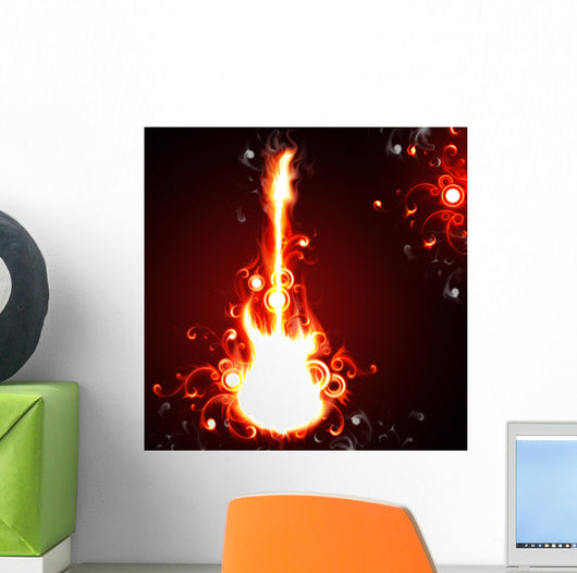 Fiery guitar Wall Mural
