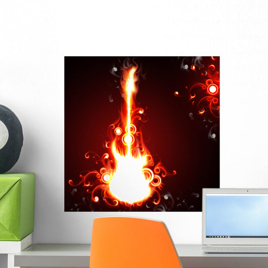 Fiery guitar Wall Mural