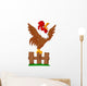 Cute rooster crowing on the fence Wall Decal