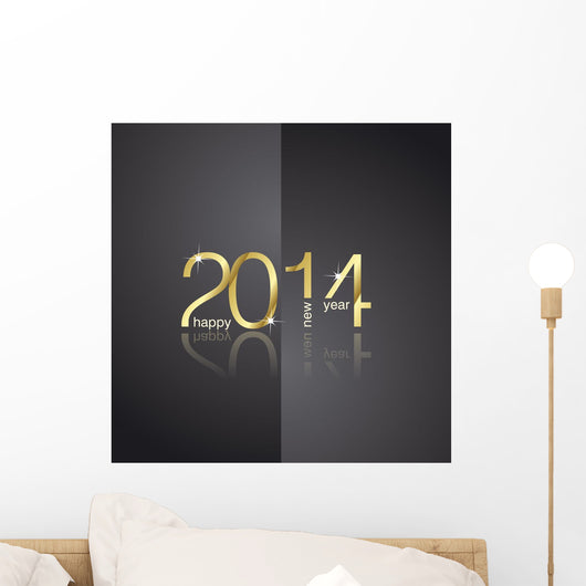 Gold 2014 front back black background vector