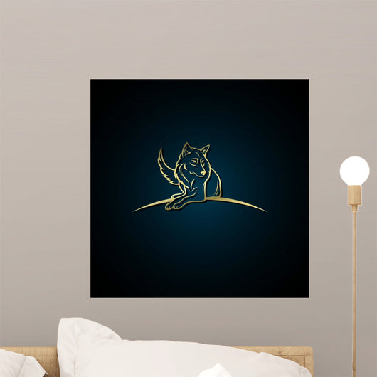 Golden wolf label