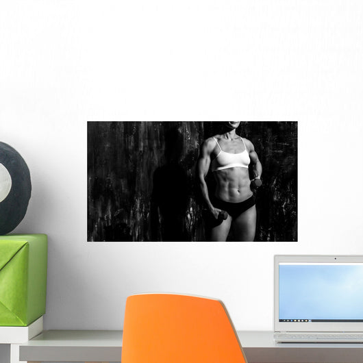 Muscled Woman with Barbells Wall Decal