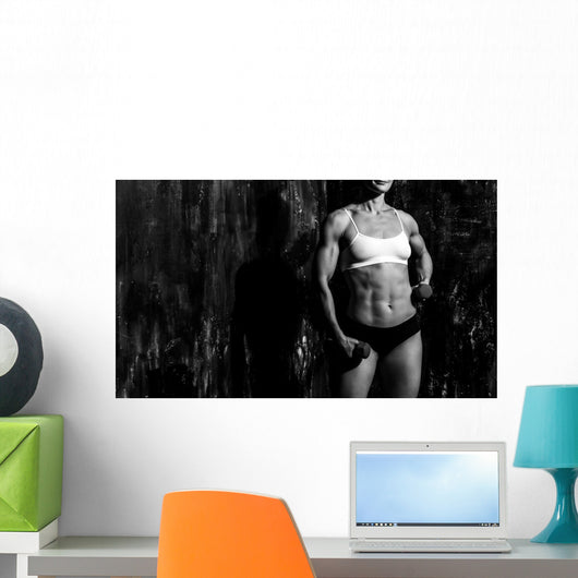 Muscled Woman with Barbells Wall Decal