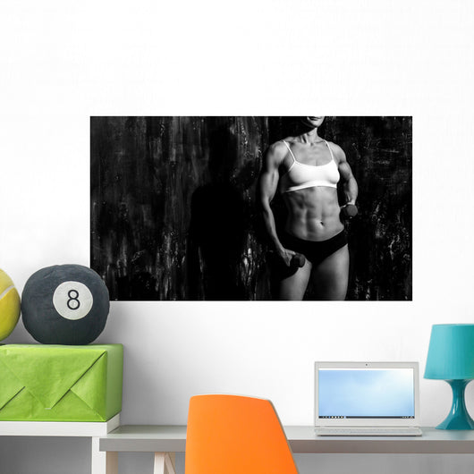 Muscled Woman with Barbells Wall Decal