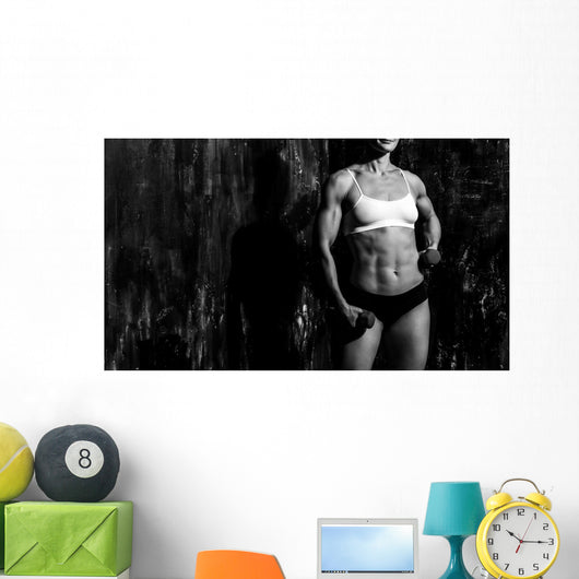 Muscled Woman with Barbells Wall Decal