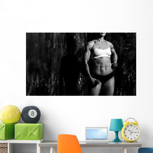 Muscled Woman with Barbells Wall Decal