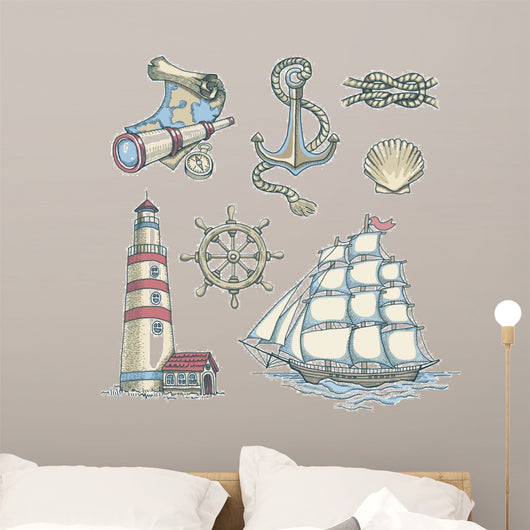 Set of vector nautical illustrations