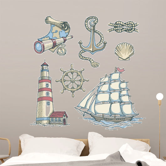Set of vector nautical illustrations