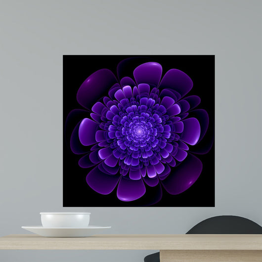 Violet Flower Pattern Modern Fractal Art Design Wall Mural