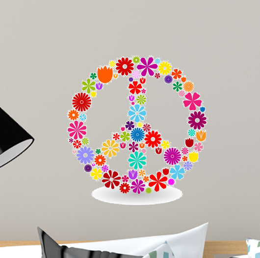 Peace sign made of flowers