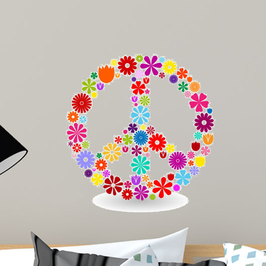 Peace sign made of flowers