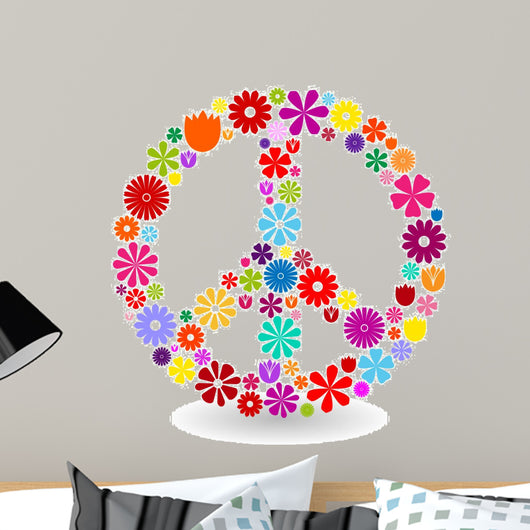 Peace sign made of flowers