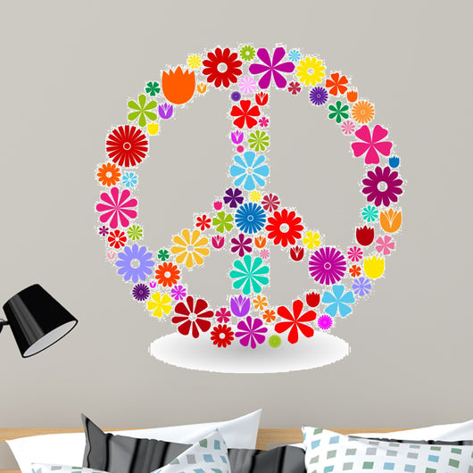Peace sign made of flowers