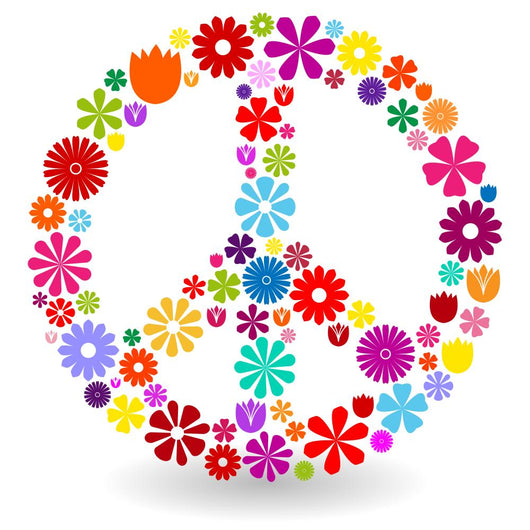 Peace sign made of flowers