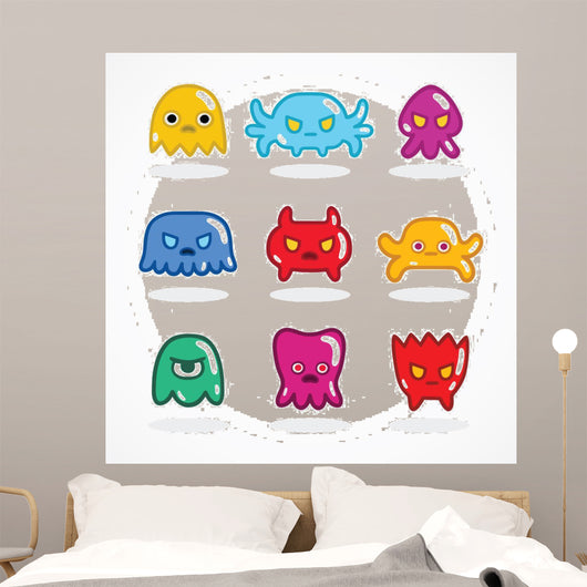 Retro video game monsters Wall Decal