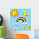 Sun Moon Stars Clouds Wall Decal Sticker Set