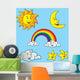 Sun Moon Stars Clouds Wall Decal Sticker Set