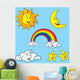 Sun Moon Stars Clouds Wall Decal Sticker Set